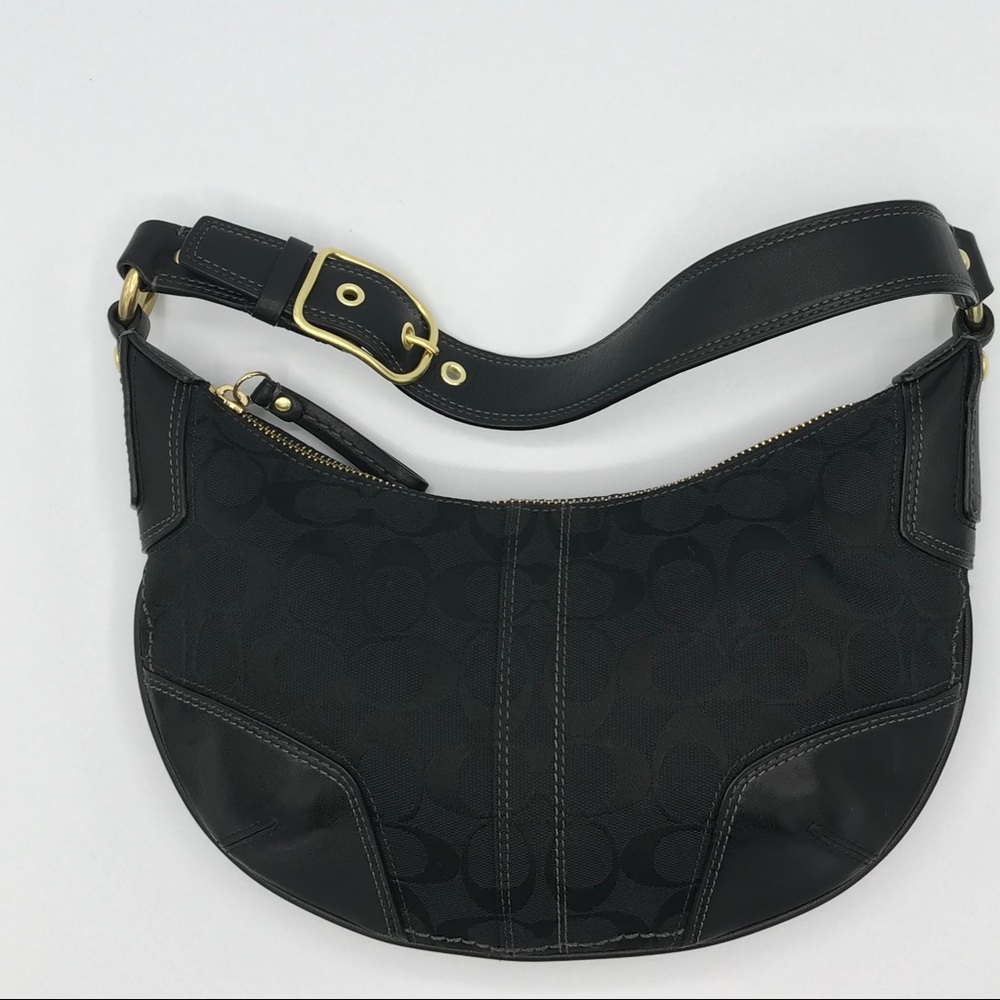 💞Coach Signature Jaquard Mini Hobo Satchel Black